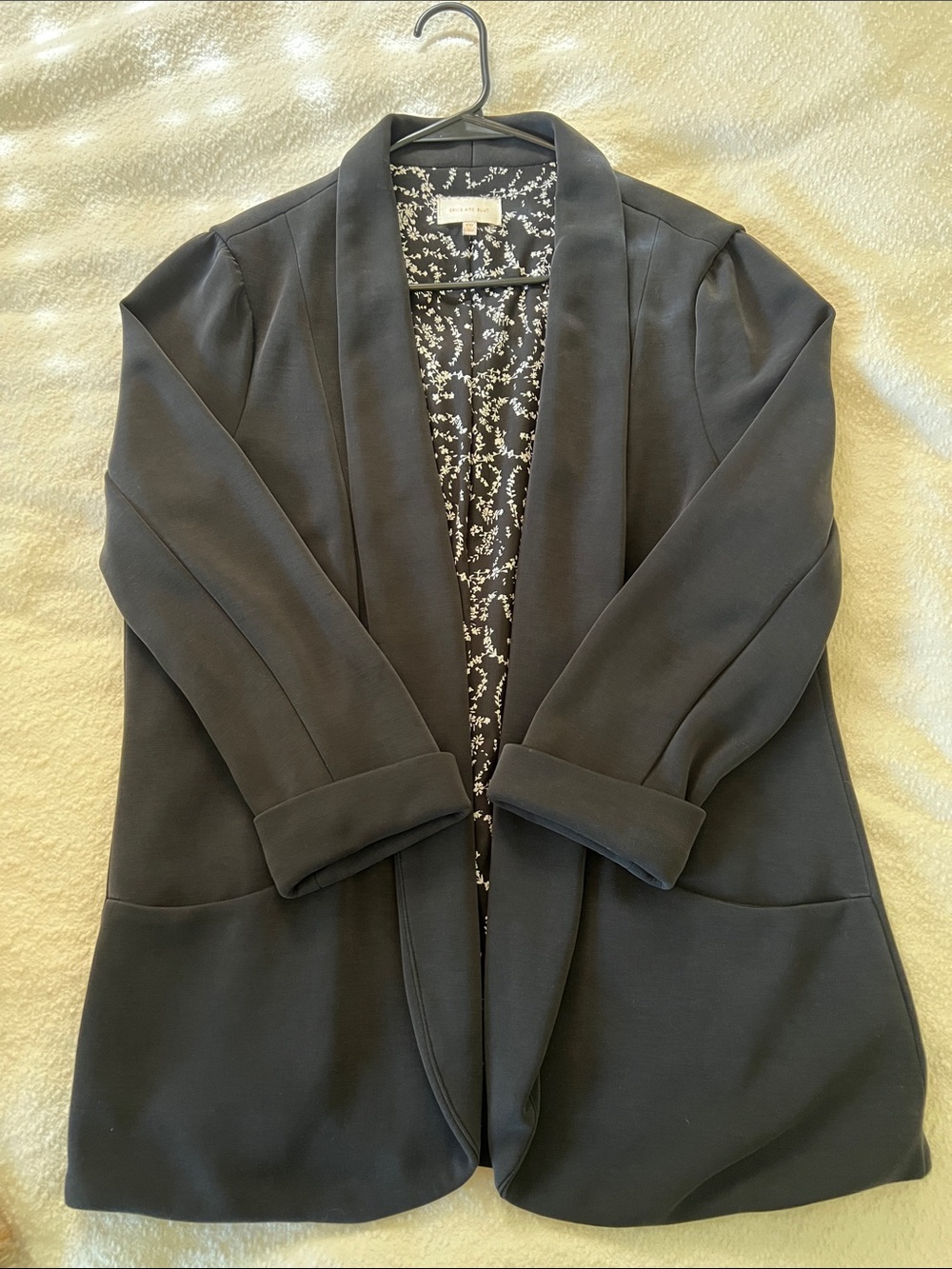 Stitch Fix Skies Are Blue Black Women's Open-Front Soft Tunic Blazer Jacket